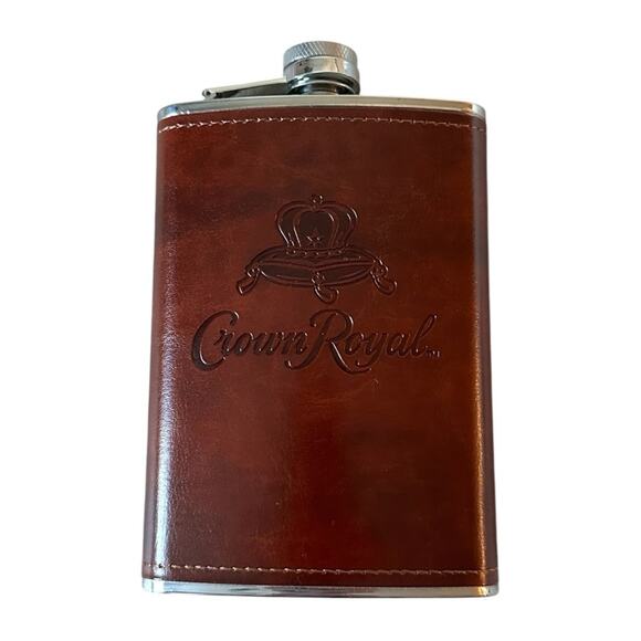 Crown Royal Brown Leather Flask - Picture 1 of 5